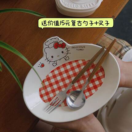 赠送勺子+叉 瑕疵特价卡通椭圆点心盘餐盘50周年限定马克杯牛奶杯