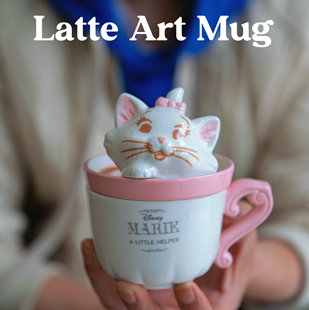 士尼 出口日单迪 玛立猫陶瓷水杯马克杯可爱咖啡杯盖 HOME