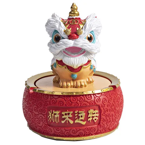 创意客厅家居烟灰缸装饰品开业国潮礼品乔迁高颜值桌面醒狮摆件