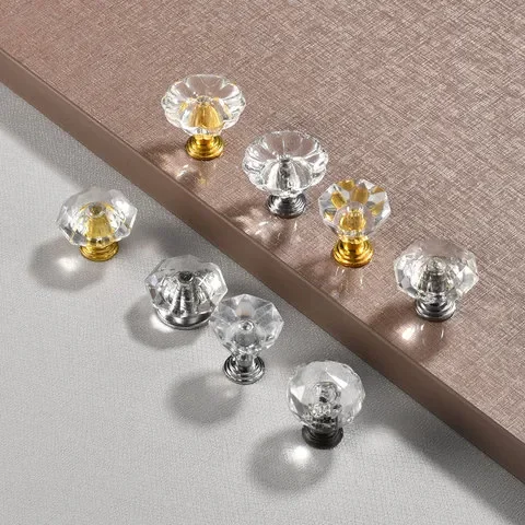橱柜门简约家具现代亚克力单孔把手拉手水晶抽屉圆形把手透明