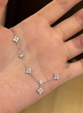 百搭璀璨手链四叶草女手饰轻奢锆石星星法式小众高级感新款送设计