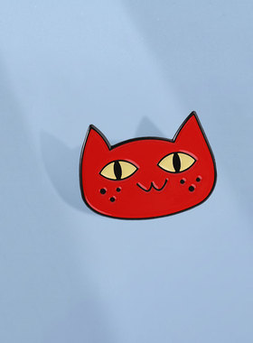创意红色小猫胸针个性动物卡通猫咪胸章金属徽章包包配饰小挂件