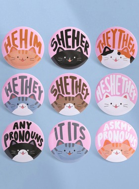 卡通猫咪马口铁胸针可爱韩系猫咪胸章金属徽章学生包包别针配饰