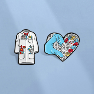 创意医疗系列胸针白大褂爱心试剂胸章金属徽章医护人员包包配饰