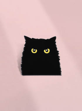 冷酷黑色猫咪胸针卡通猫咪百搭胸章金属徽章学生衣服包包笔袋配饰