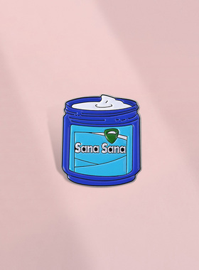 创意蓝色罐子胸针卡通简约胸章金属徽章学生包包衣服配饰