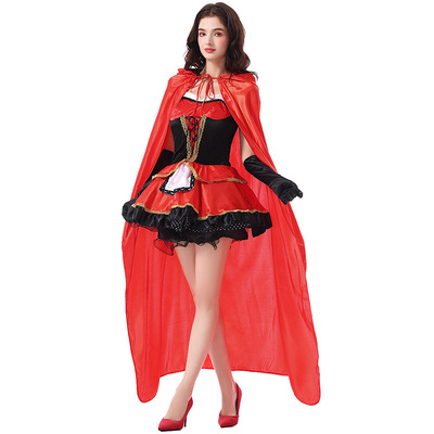 万圣节成人小红帽公主cosplay扮演服装短裙女仆装连帽披风连衣裙