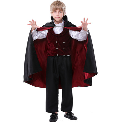 万圣节儿童吸血鬼伯爵王子cosplay服装男孩德古拉亲王扮演服披风
