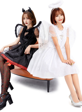 万圣节小恶魔堕落黑暗天使cosplay闺蜜装爱心白天使扮演服蓬蓬裙