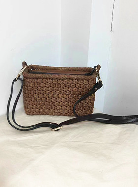 现货出口日本野山葡萄藤皮包手机包背包高档纯手工女双面六角小花