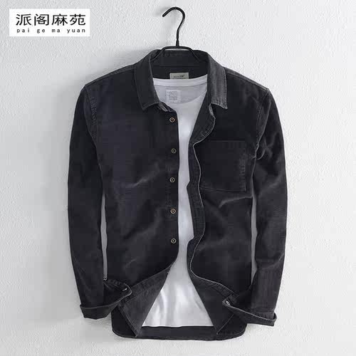 长袖灯芯绒衬衫时尚复古