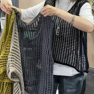 宽松显瘦无袖 韩系慵懒风春秋针织马甲女2025新款 坎肩背心马夹上衣