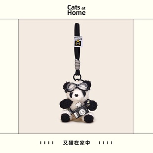 张杰同款熊猫毛绒闪光相机挂件飞行员挂饰可爱小熊玩具礼物钥匙扣