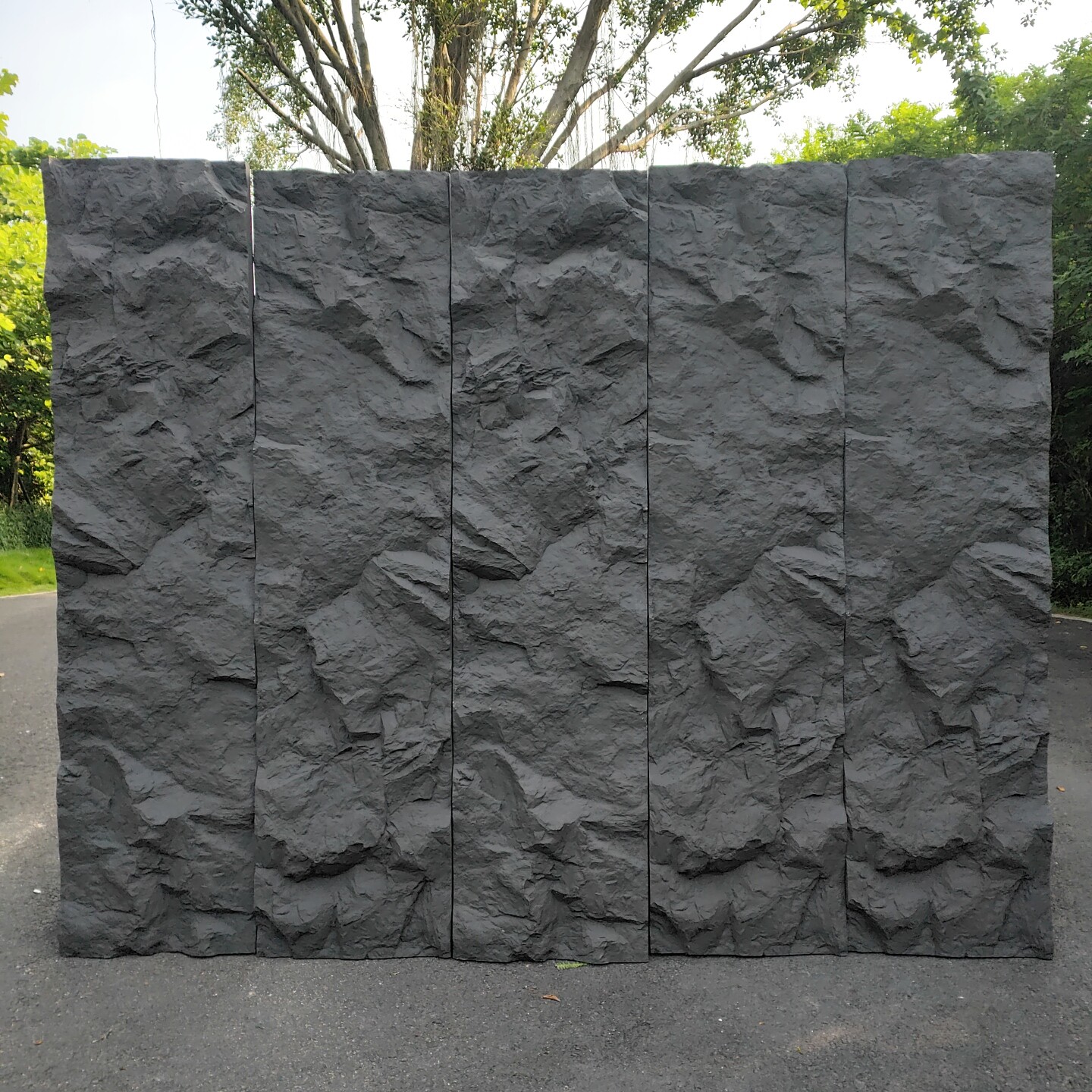 网红pu石皮厚板石皮连纹岩壁凹凸感强仿真板岩别墅客厅天台庭院花