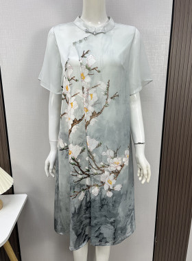 时尚妈妈装雪纺连衣裙