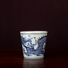 чашка 晚清民窑青花龙纹茶杯摩卡杯可乐杯茶杯古玩古董陶瓷器仿古收藏