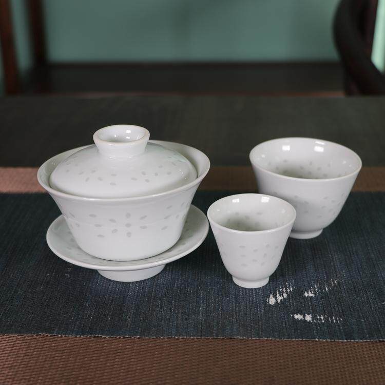白玲珑景德镇功夫茶具敬茶碗杯古玩瓷器老厂货经典品茗杯米通复古