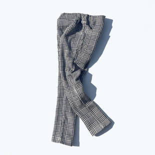 日单~丸*  板板正正 黑白格 男女童宝宝春秋季打底裤休闲长裤子