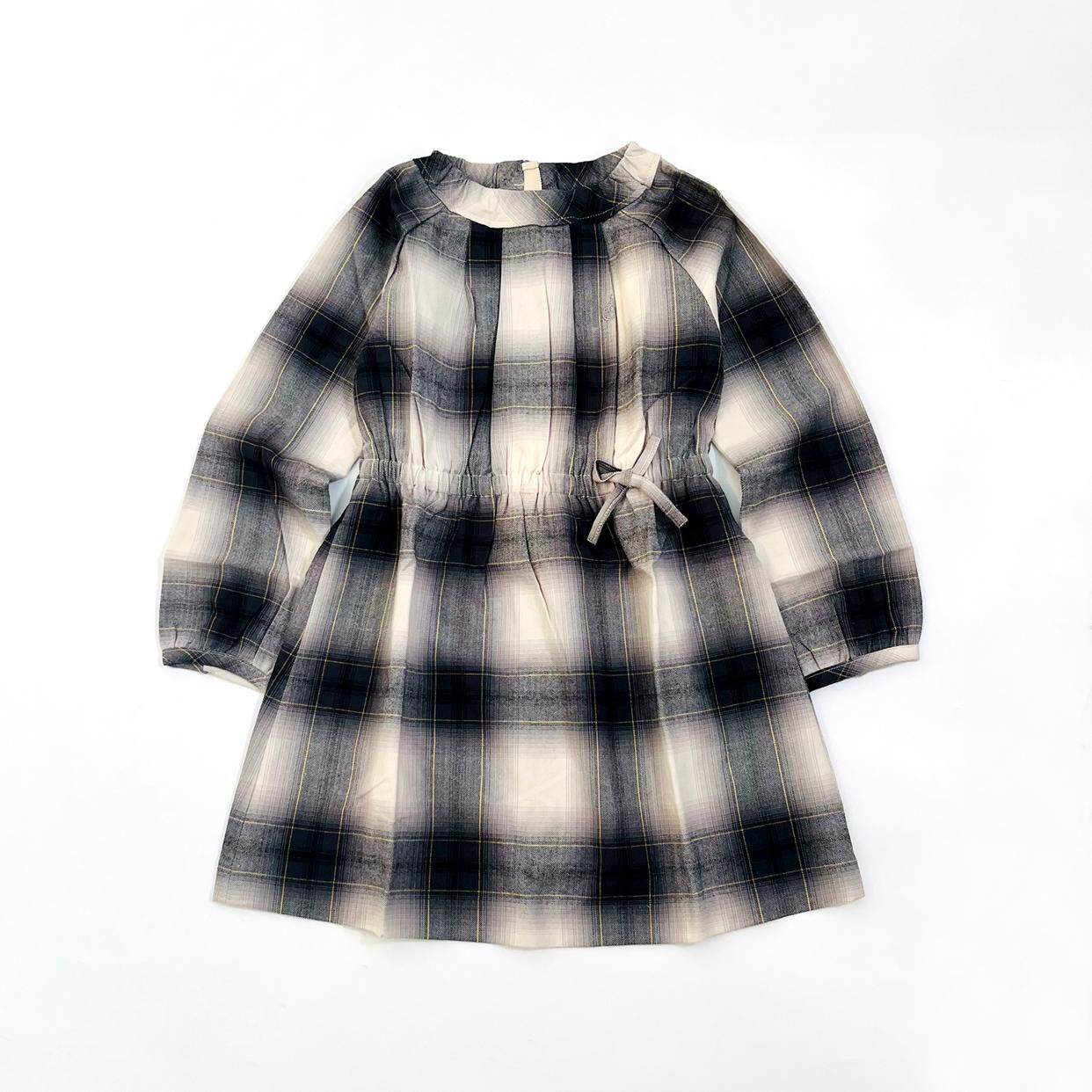 韩单 说这个衣服很好呢 文艺大方格 女童儿童春秋长袖收腰连衣裙
