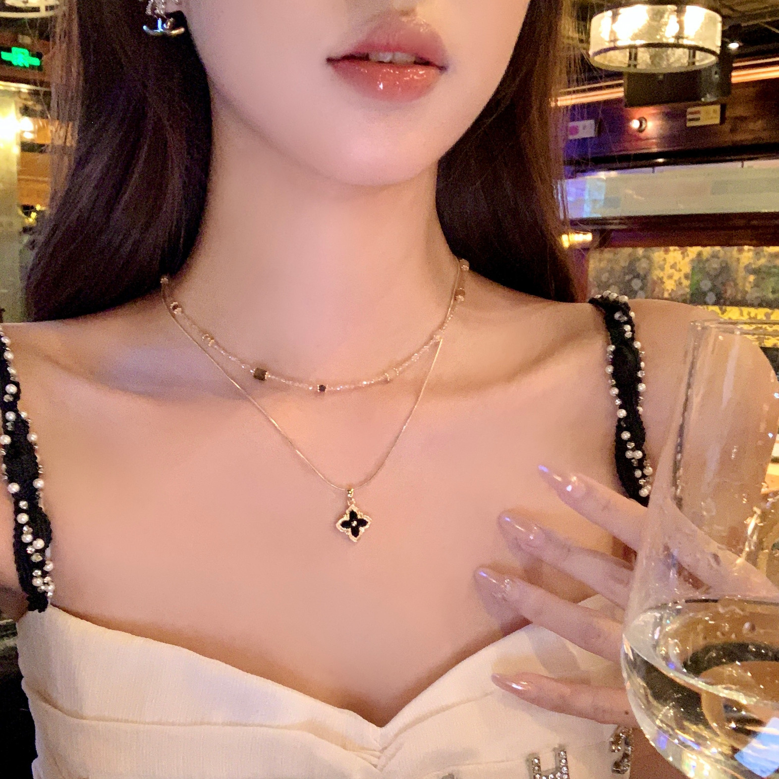 经典梦露AB款双面四叶草项链女