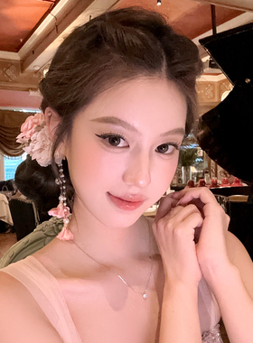 雾柔佳人超仙花朵流苏发夹
