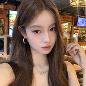 爆款 香槟金精致耳圈2025新款 韩范欧尼 高级感耳环耳饰 蜜桃茶