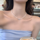 一眼就爱上了 蜜桃茶 闪钻蝴蝶结珍珠项链女夏天海边颈链配饰