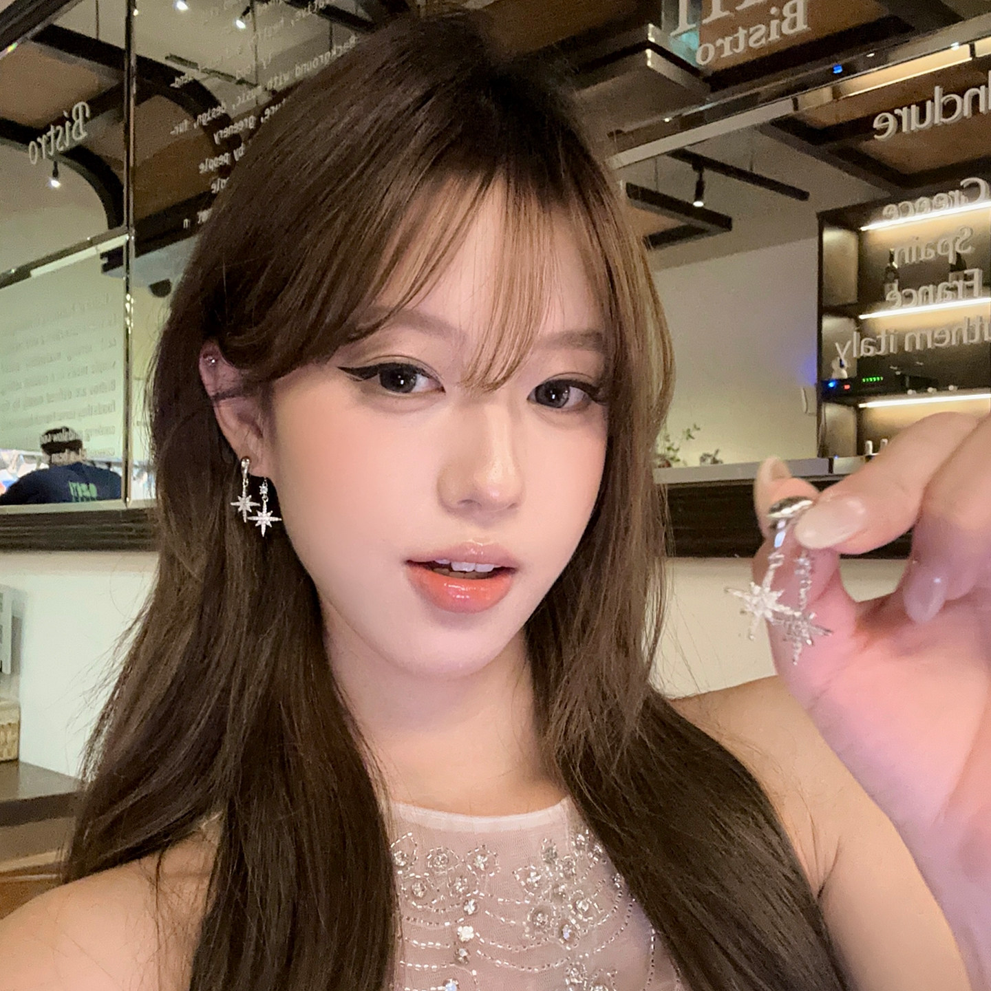 复古星芒清冷八芒星耳环图片
