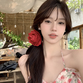 虞书欣同款 蜜桃茶 手工大号花朵发抓夹头花海边度假风拍照配饰