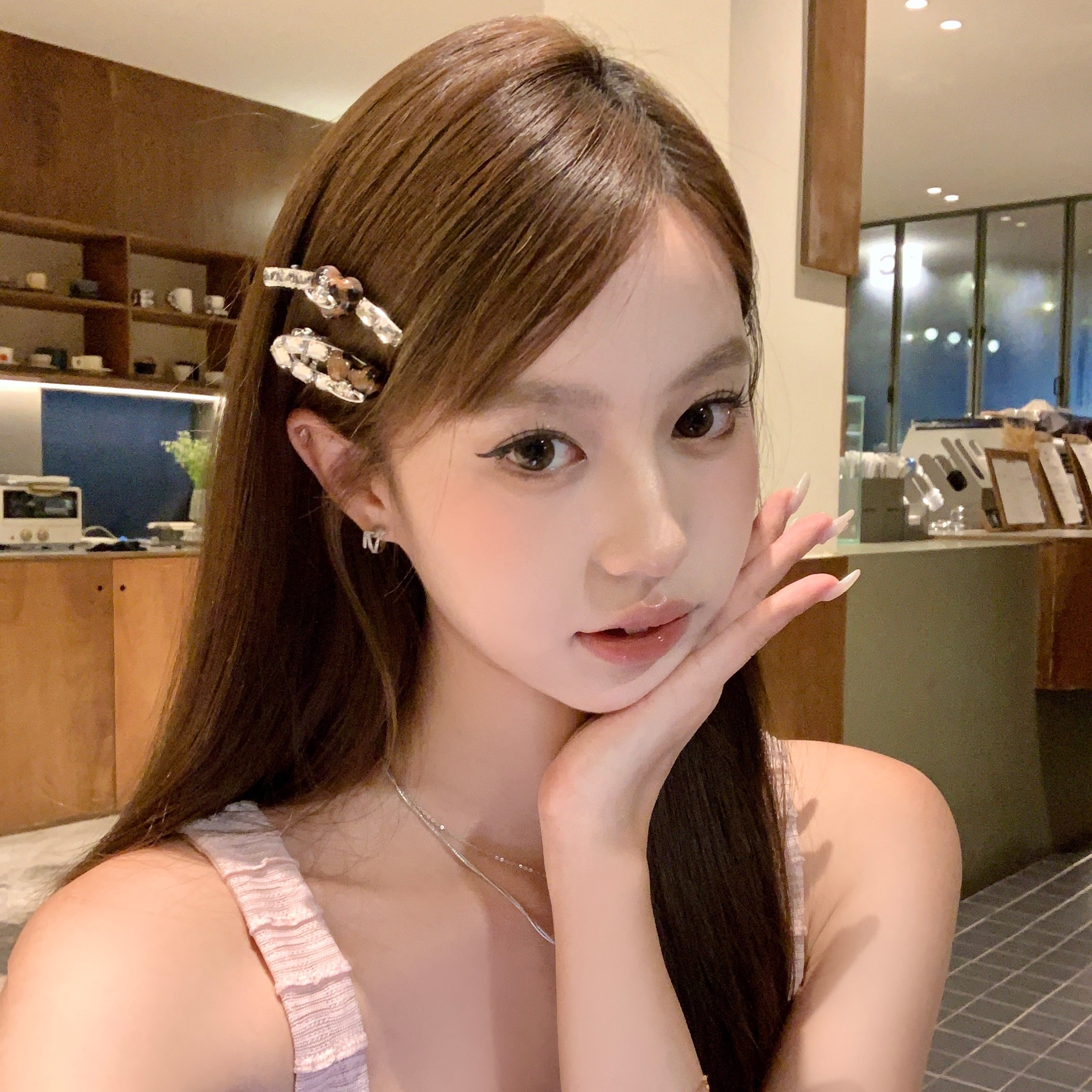 古早野喵豹纹爱心土星发夹