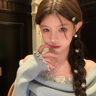 【蜜桃茶】冰雪精灵 氛围感冬日锆石精致雪花发扣编发头饰发夹边