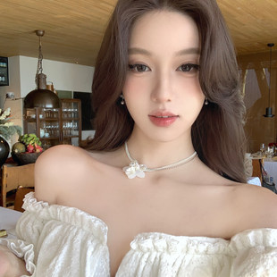 【蜜桃茶】玉生香 超仙白色花朵choker项链颈带颈链项圈脖子配饰