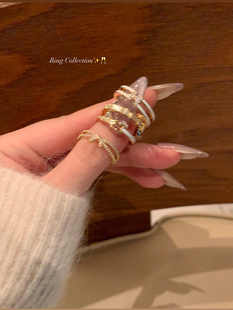 【蜜桃茶】搭配指南 金色开口戒指女时尚素圈尾戒小众设计食指戒