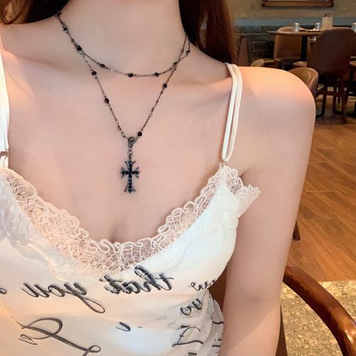 涩谷小恶魔双层项链十字架