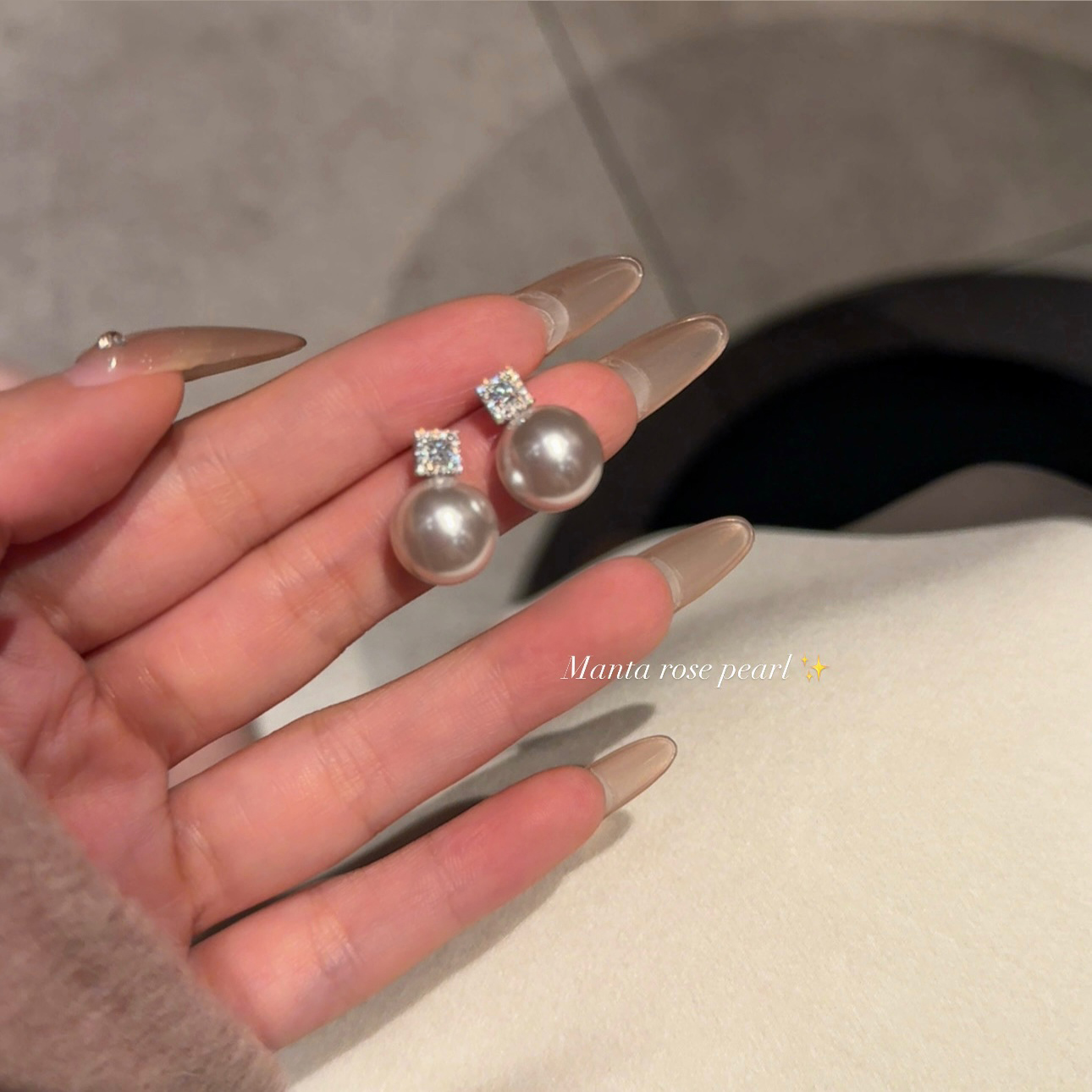 曼塔玫瑰轻奢千金锆石珍珠耳环