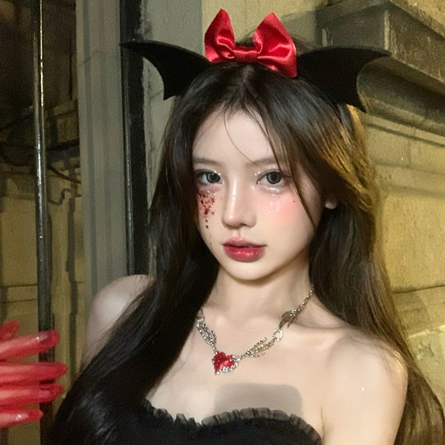 暗黑风万圣节蝴蝶结恶魔角发箍