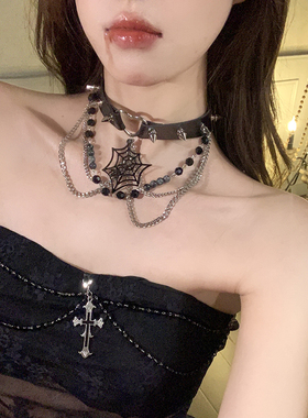 万圣节暗黑十字架choker项链