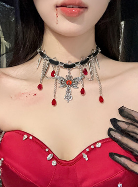 恶魔之眼万圣节爱神翅膀流苏项链