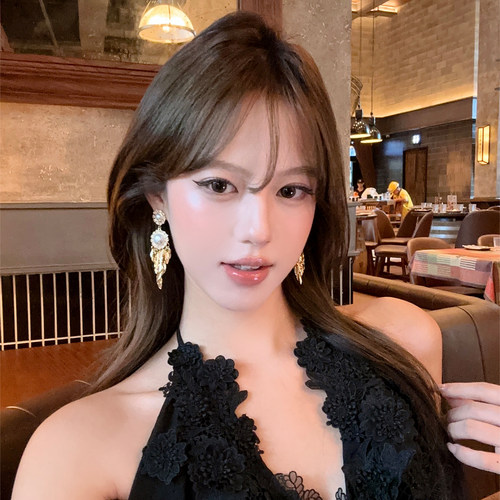 宴会名流法式珍珠流苏耳环