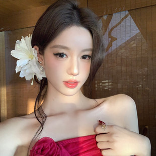 原创【云鬓簪香】超仙氛围感百合花朵抓夹女海边度假头花发卡发饰