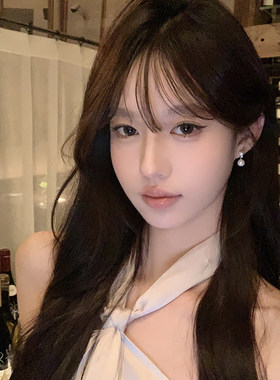 蜜桃茶珍珠锆石耳钉铂尔斯千金