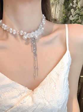 第四纪情书重工花朵珍珠choker