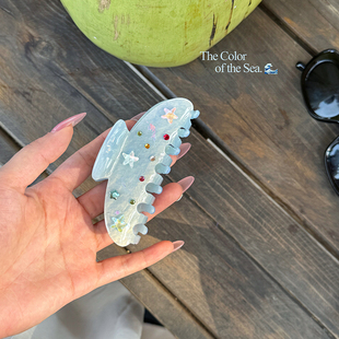 【蜜桃茶】仲夏夜之星 星星彩钻发抓夹女夏天设计感小众鲨鱼夹子