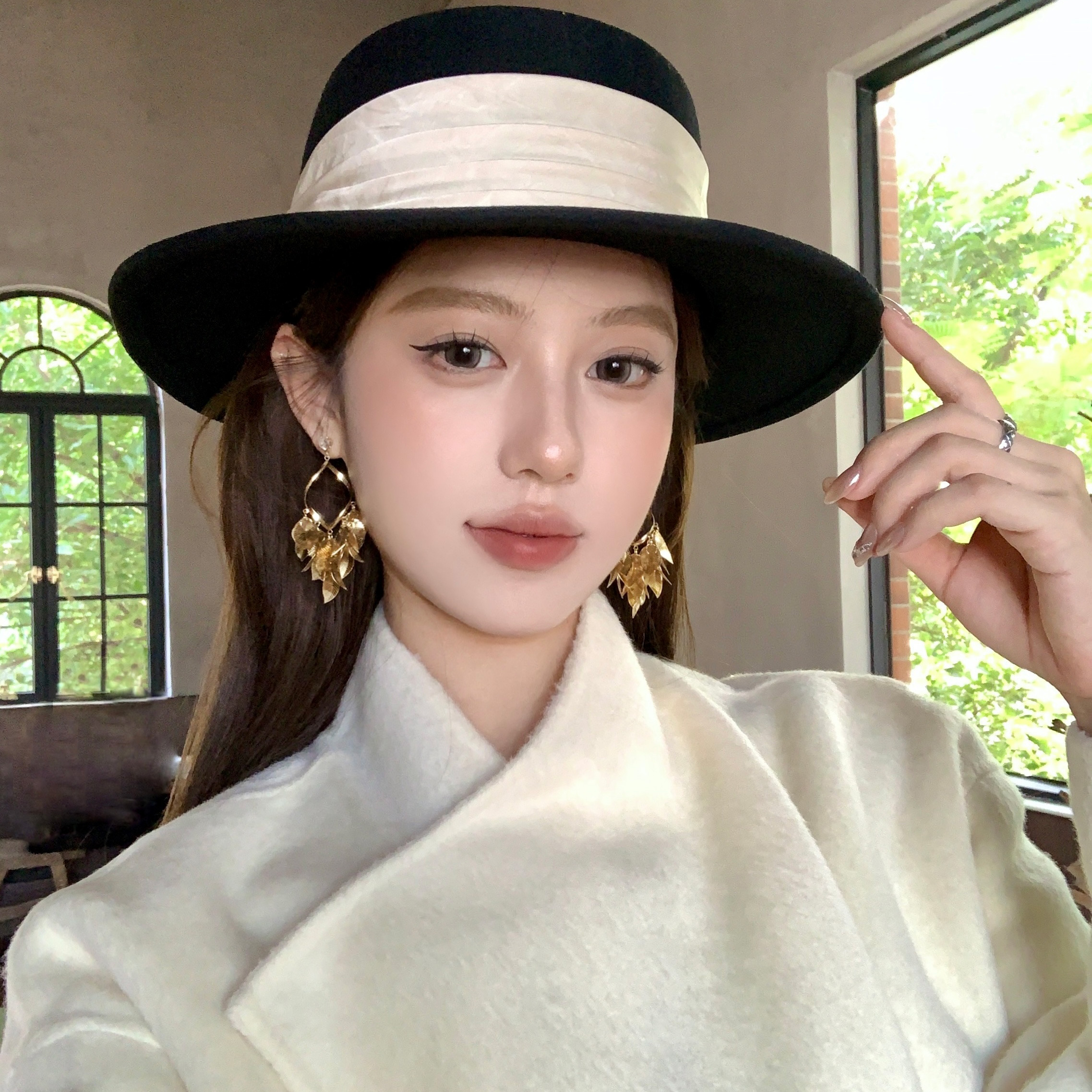 莱蒙女士气质千金树叶流苏耳环