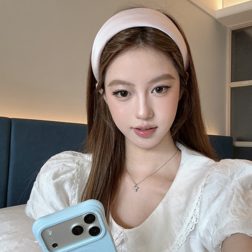 韩漫女主纯色缎面宽边发箍