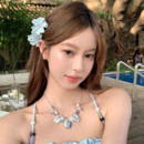 超仙甜美花朵小抓夹海边度假风头花边夹发饰 纯欲小花 蜜桃茶