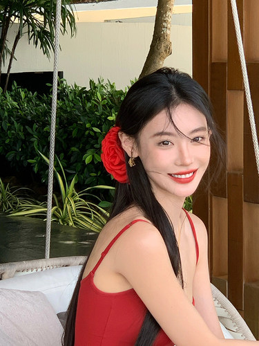 peachtea红色玫瑰花抓夹