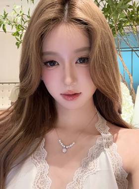 曼塔玫瑰~闪钻方糖吊坠珍珠项链