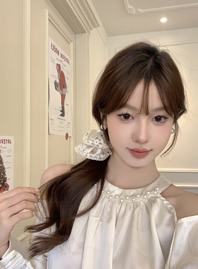 【蜜桃茶】淡颜韩妹 缪系波点蕾丝发圈发箍法式气质大肠圈发饰女