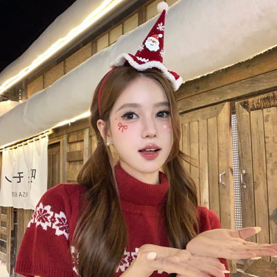 圣诞来信红色毛绒圣诞老人发箍